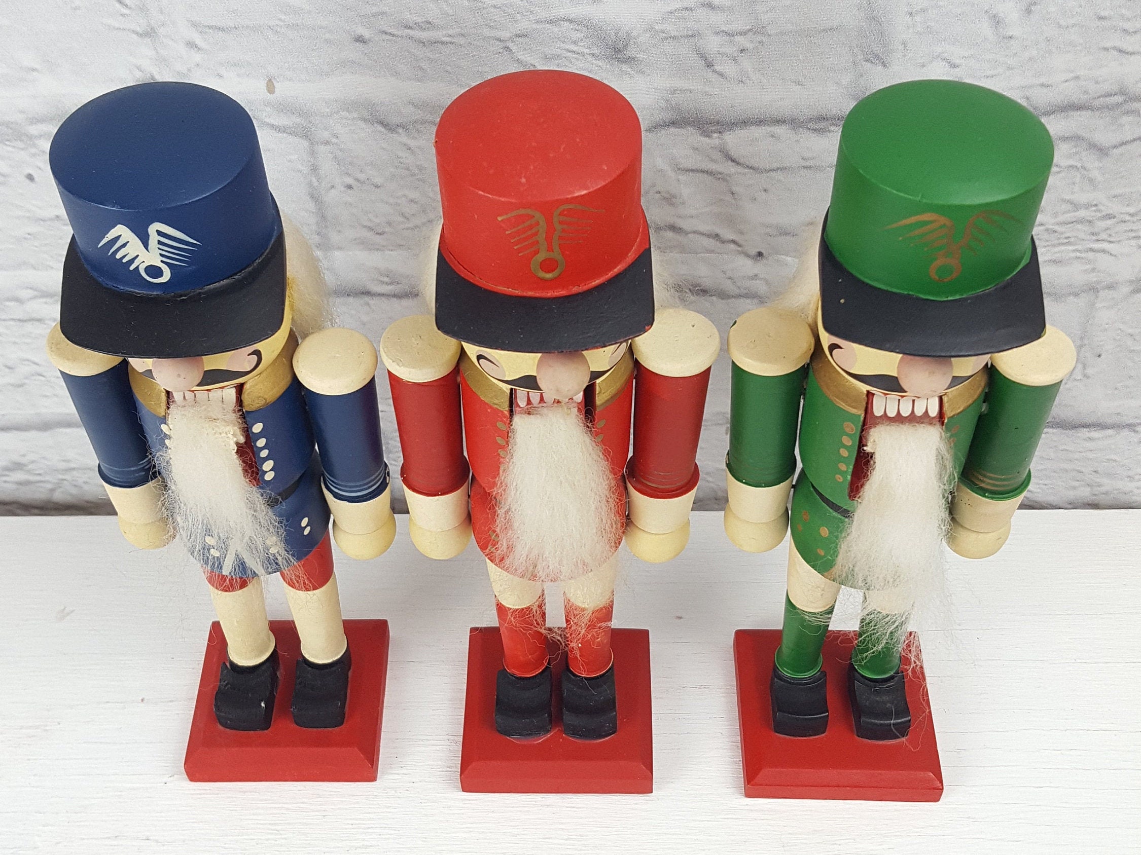 Vintage 10 Nutcracker Ornaments Set of 3 Wooden Hand Etsy