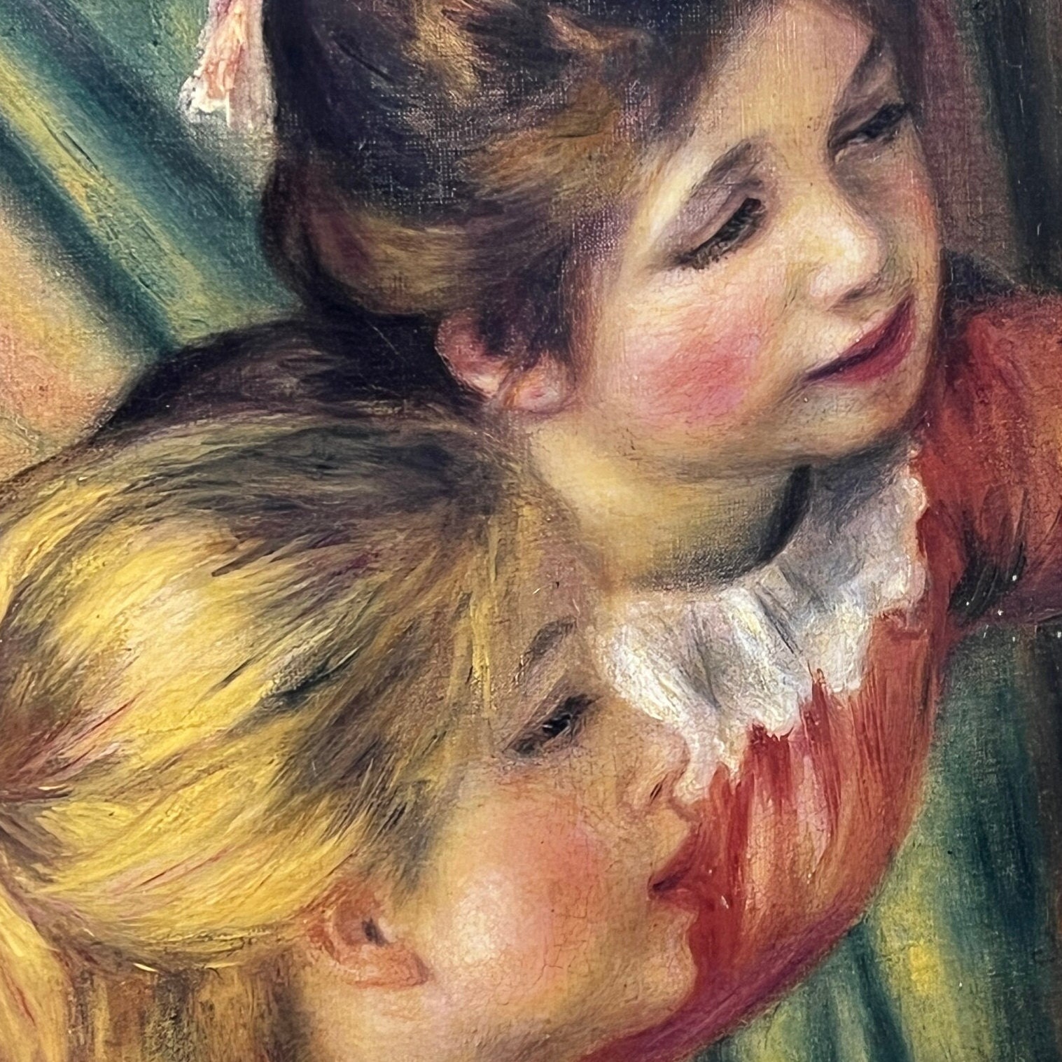 ヴィンテージ額入りルノワール版画「ピアノを弾く二人の少女」ガラス