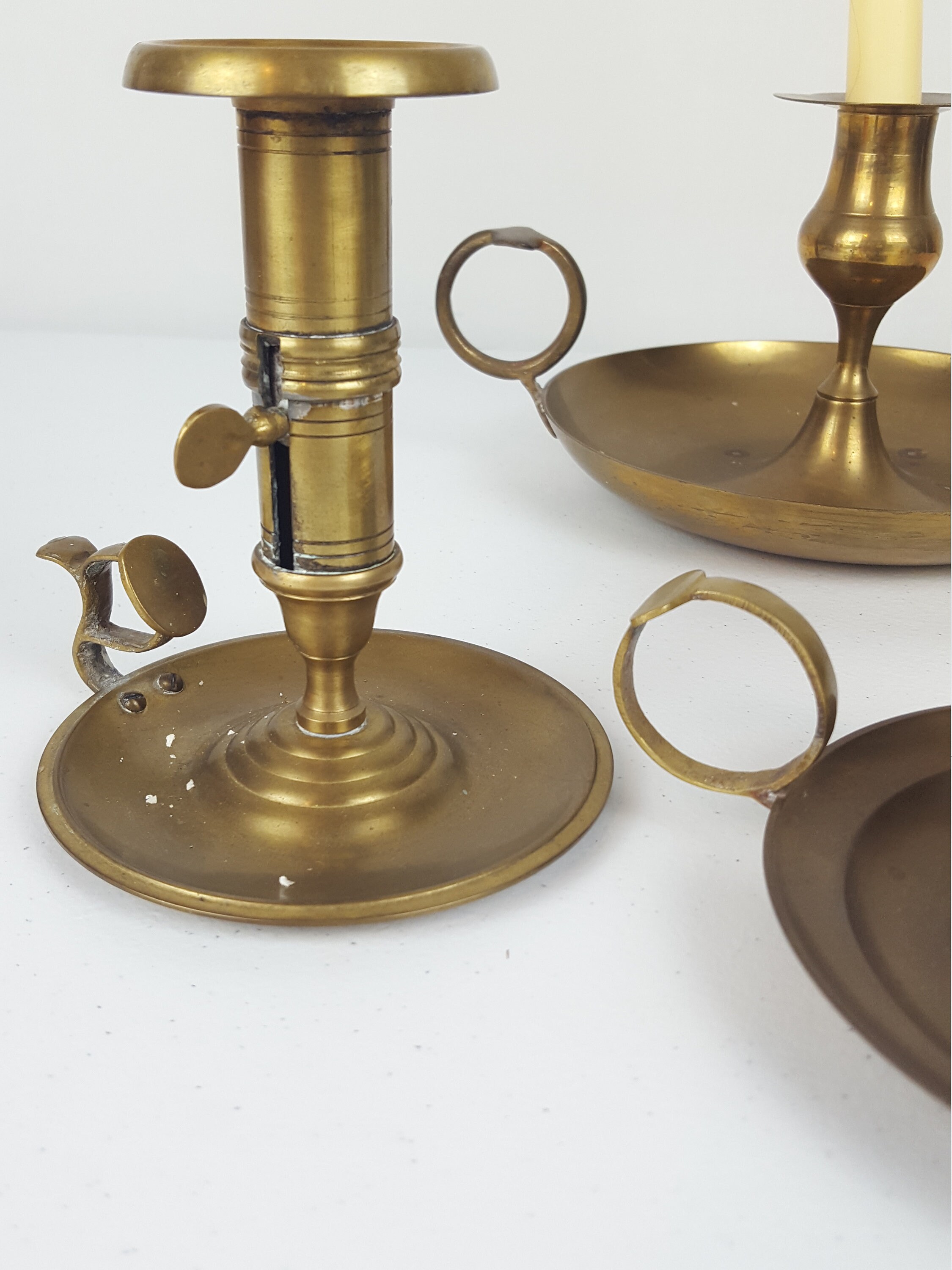 Vintage Chamberstick Candle Holders Set of 3 with Thumb Rings Etsy