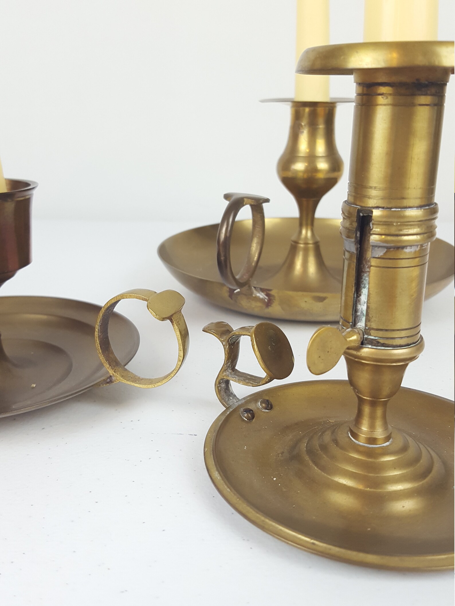 Vintage Chamberstick Candle Holders Set of 3 with Thumb Rings Etsy