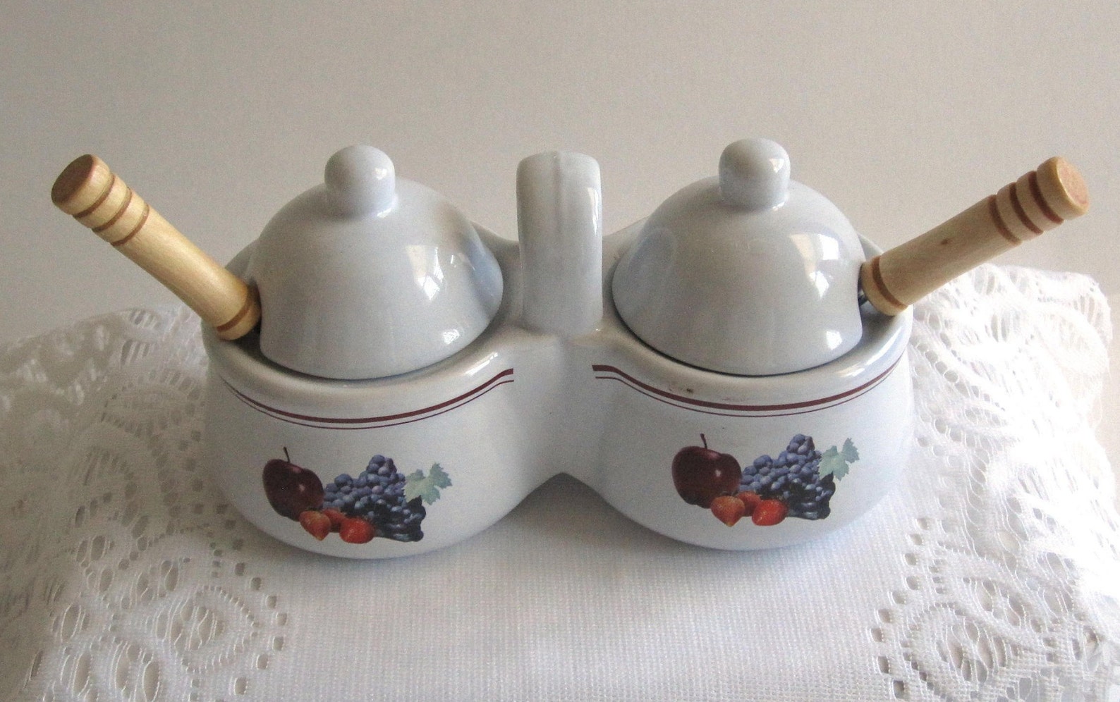 Vintage Jam Jelly Server Handled Lidded Ceramic Condiment Etsy