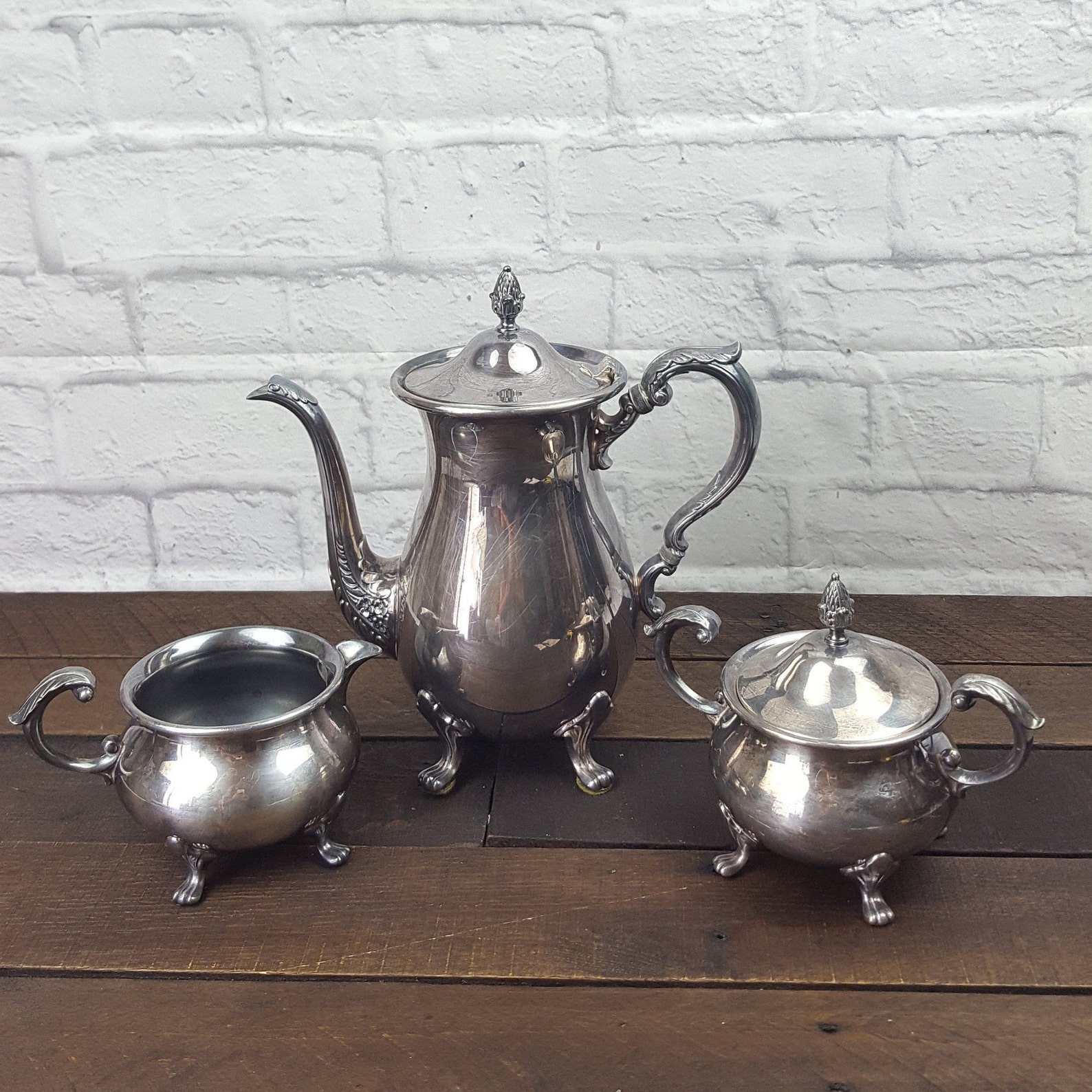 Vintage POOLE Silverplate EPCA 3piece Set Coffee Tea Pot Etsy