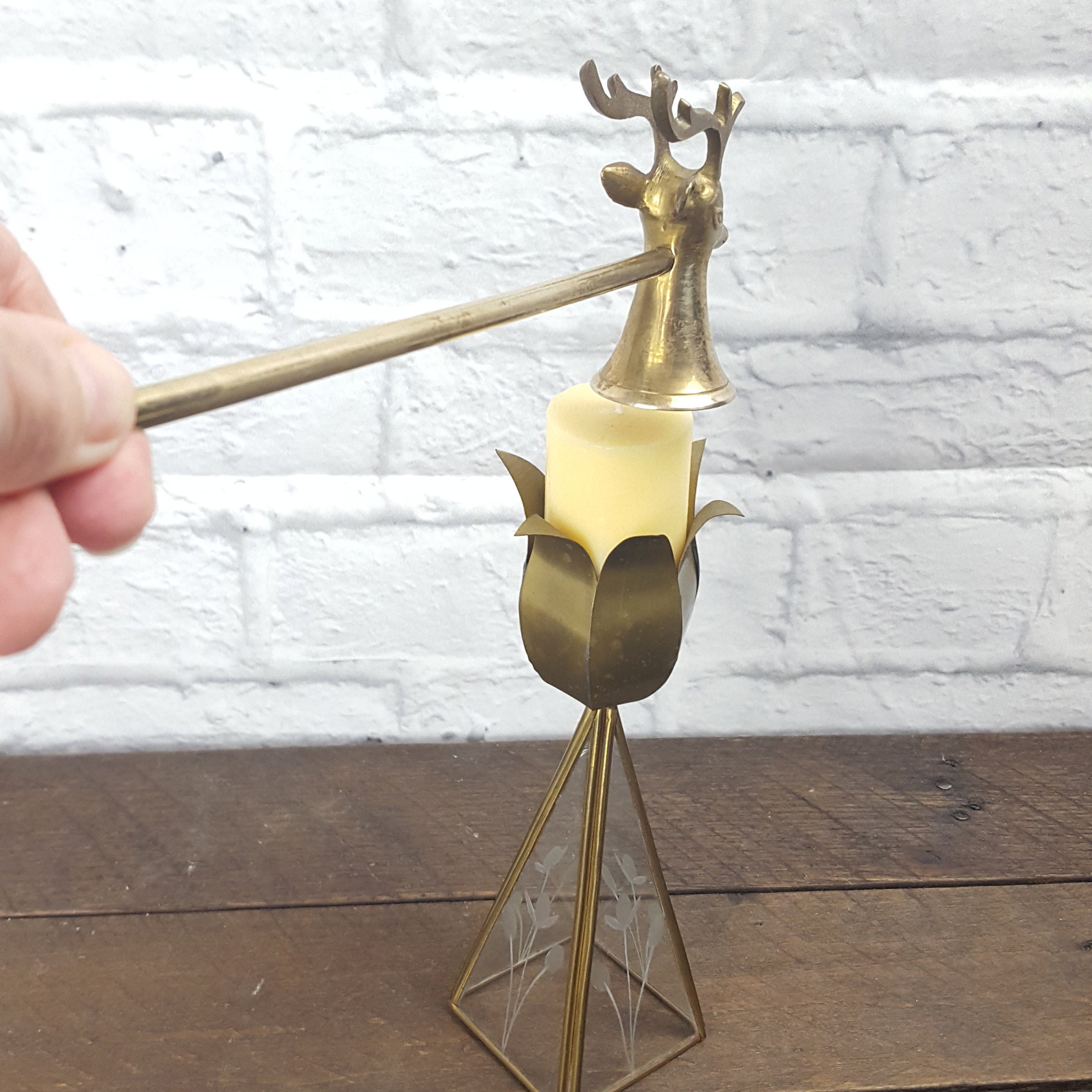 Vintage Brass Deer Head Candle Snuffer Gold Flame Snuffer Etsy