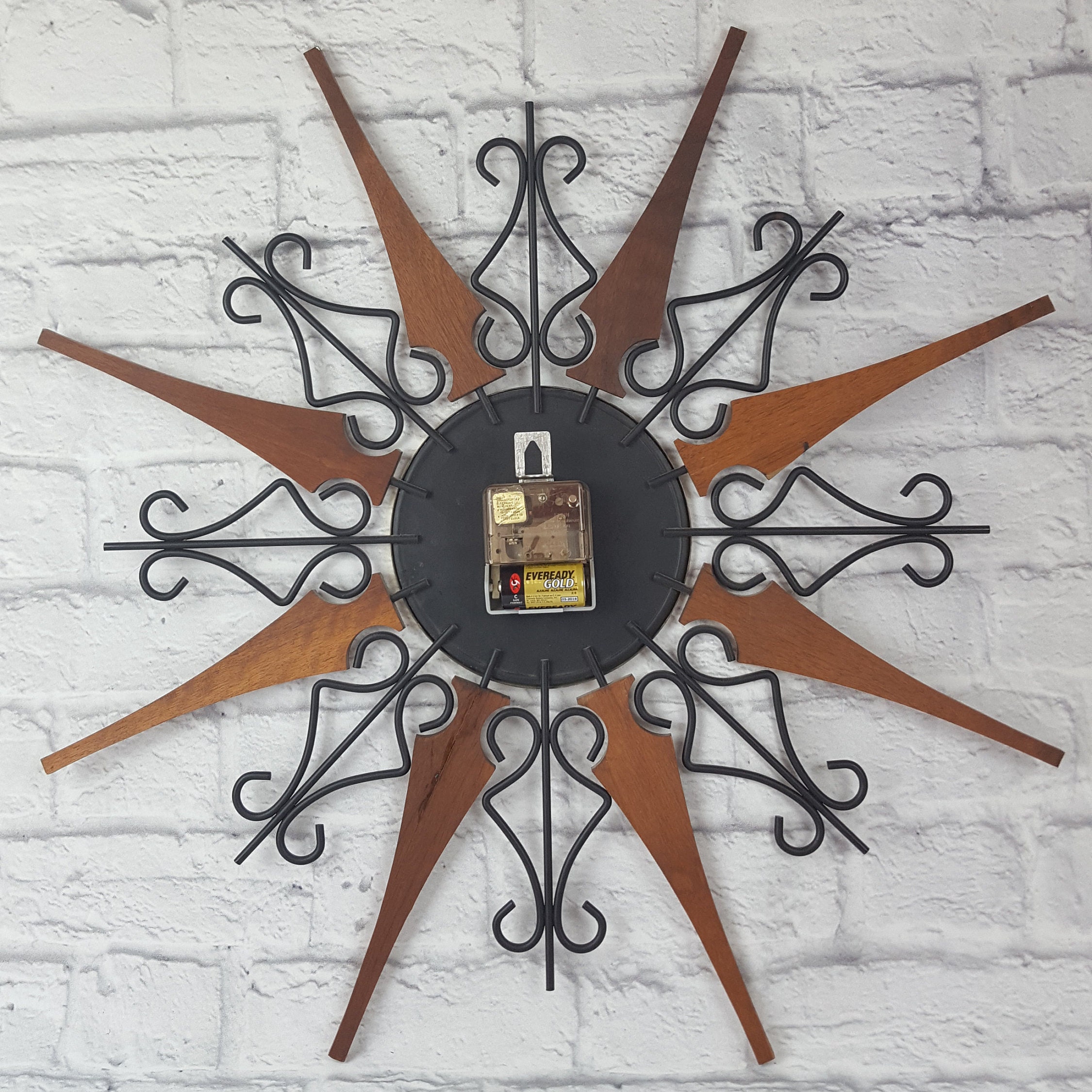 Vintage Elgin Sunburst Wall Clock 25 Mid Century Retro Etsy