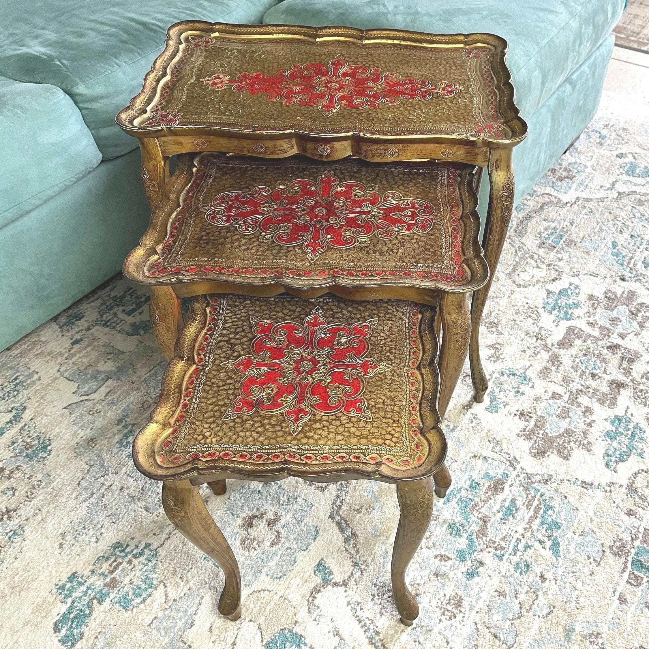 ITALYヴィンテージflorentineフローレンタイン家具ネストテーブル難有