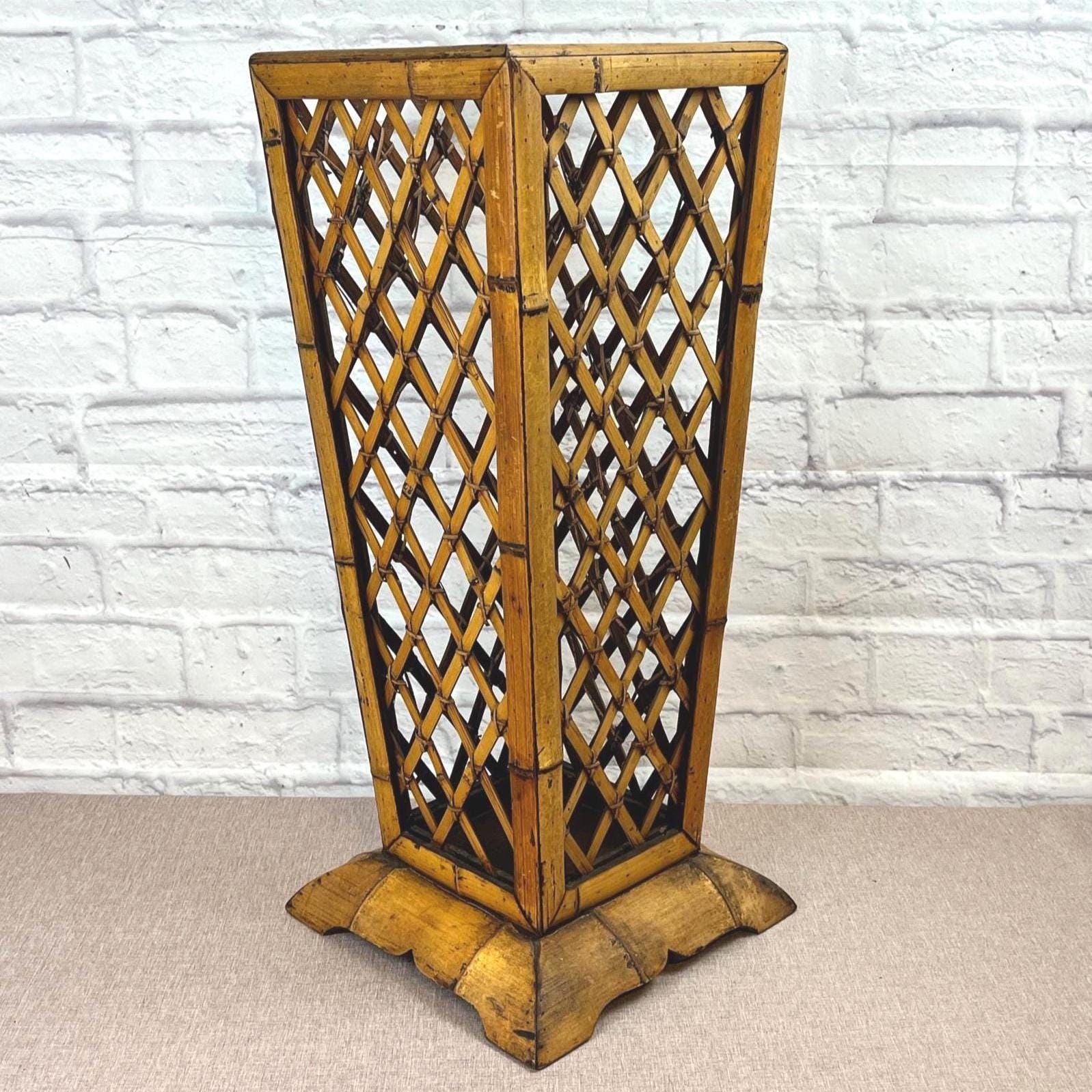 アンティーク爪楊枝立て ラテンアメリカ Vintage Bamboo Umbrella Stand Handcrafted Lattice Cane Holder