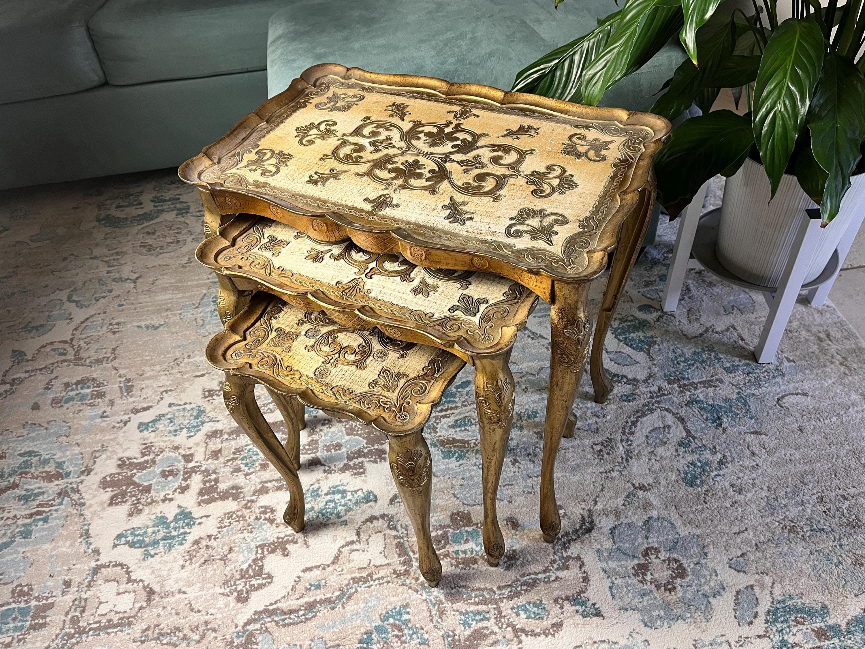 ITALYヴィンテージflorentineフローレンタイン家具ネストテーブル難有