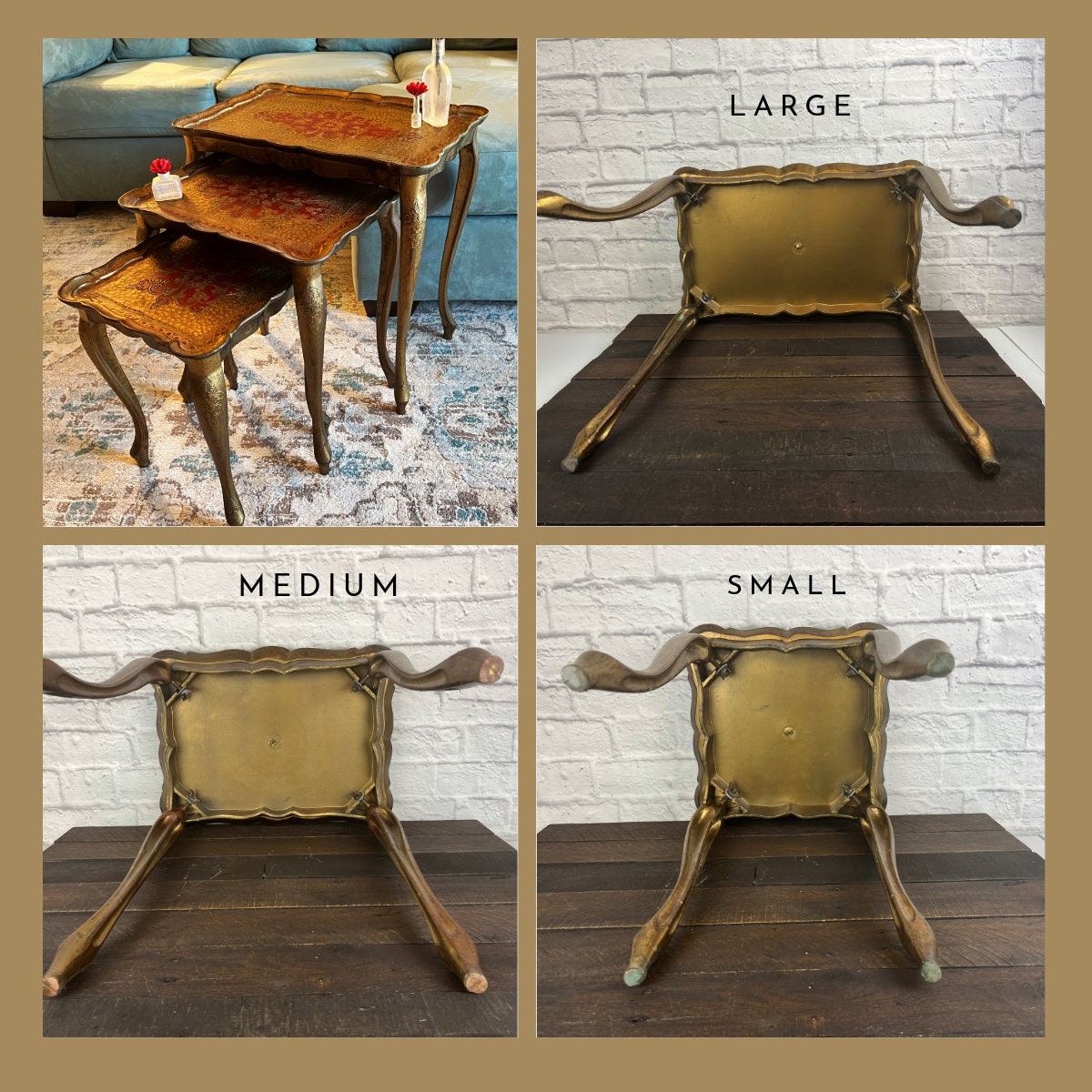 最終価格　ヴィンテージflorentineフローレンタイン家具ネストテーブル難有 最終価格 ヴィンテージflorentineフローレンタイン家具ネストテーブル