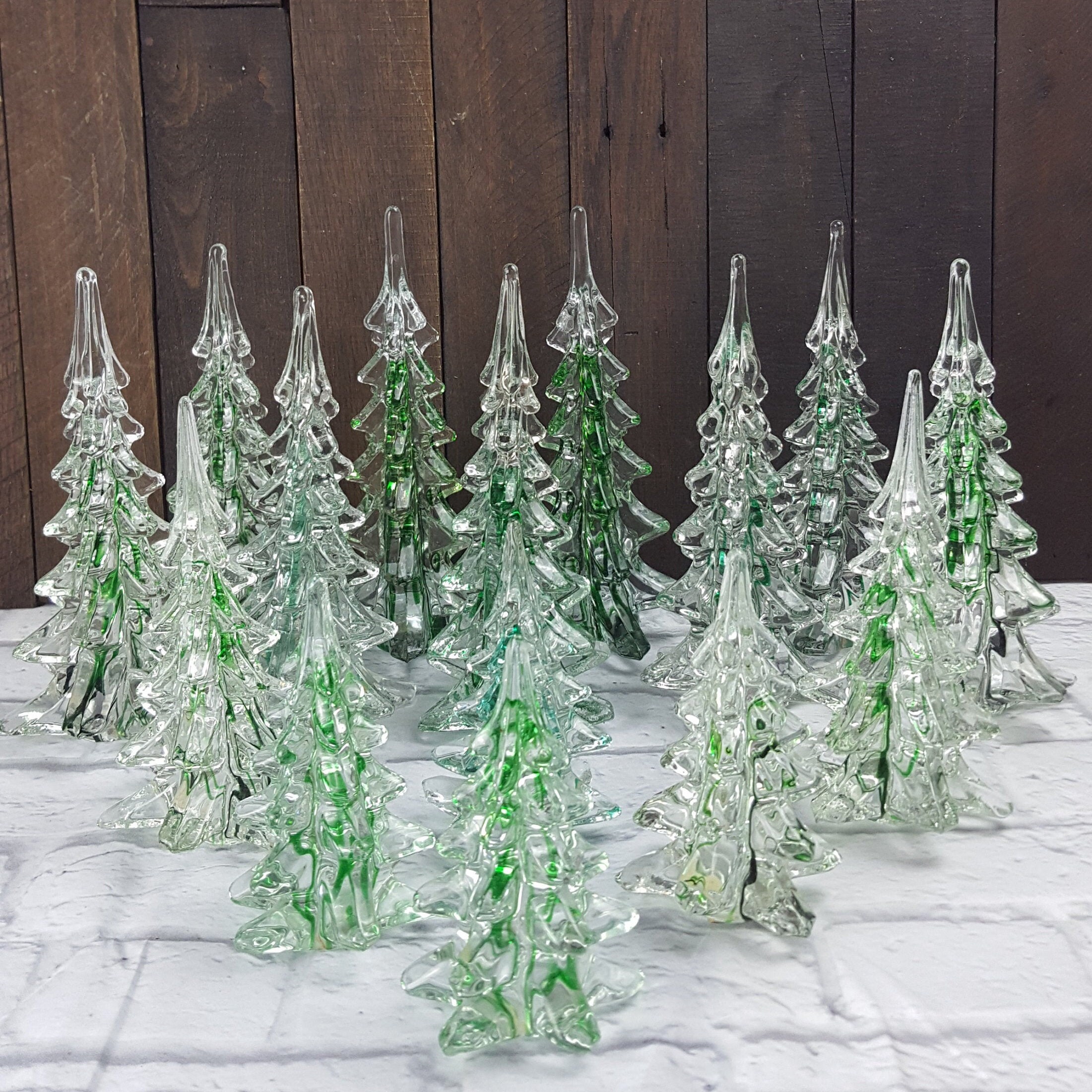 Vintage Crystal Pine Tree Collectible Art Glass Sculptures Etsy