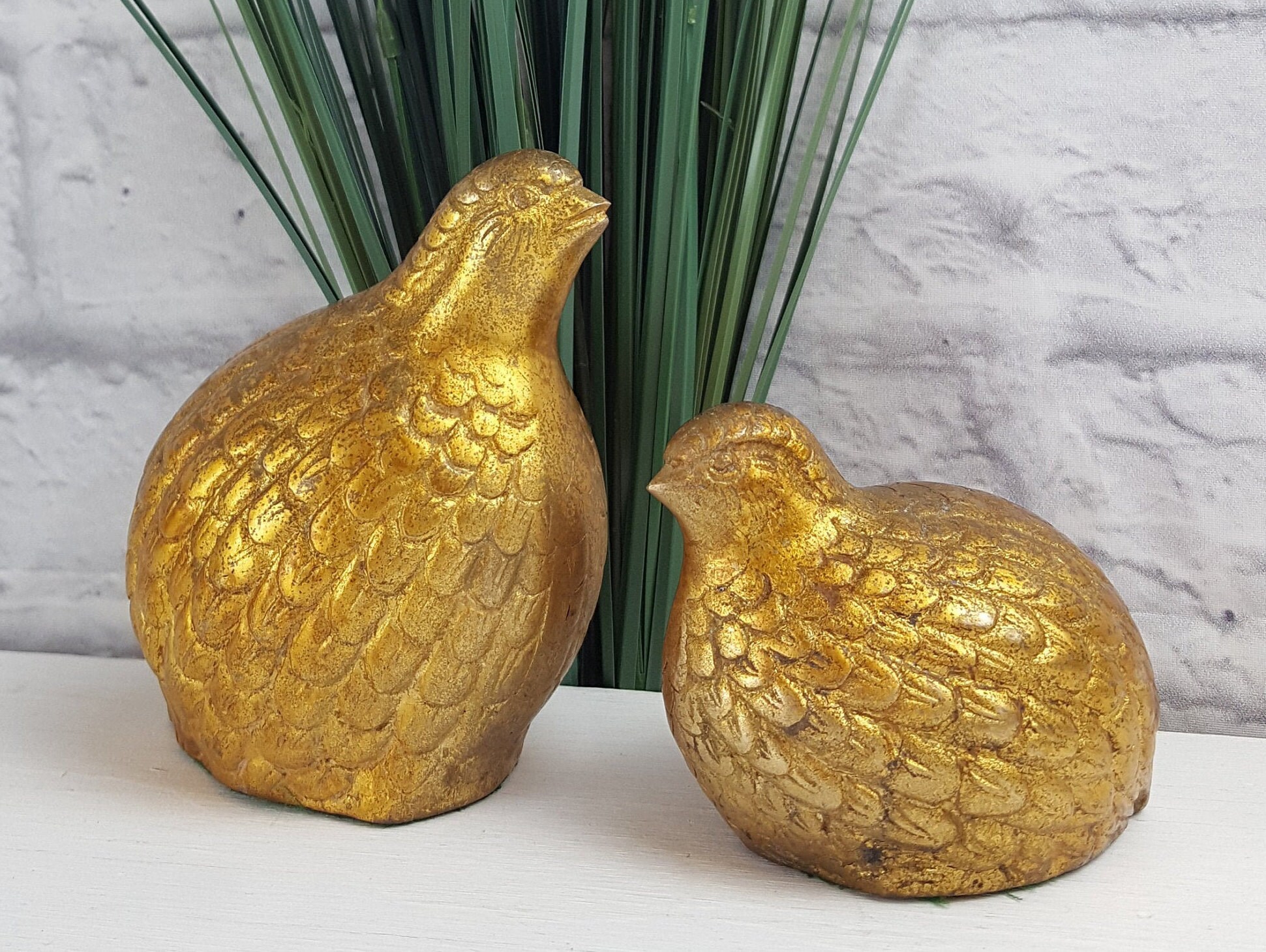 Vintage brass codornices conjunto de 2 figuras de codorniz de Etsy