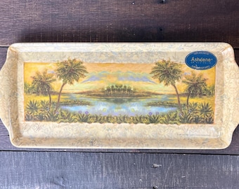 Vintage Melamine Serving Tray Palm Trees Sunset Ashdene Australia Bar Tray