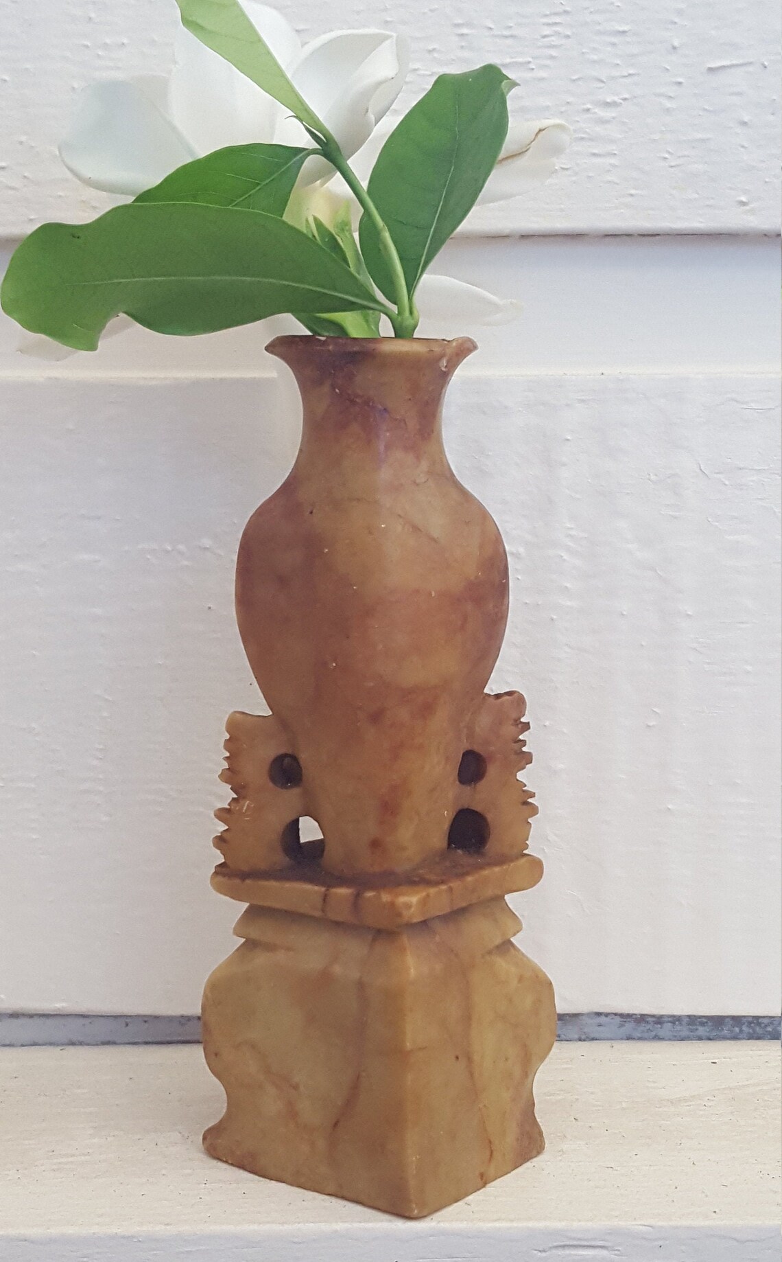 Vintage Marble Bud Vase Hand Carved Polished Stone Midcentury Etsy