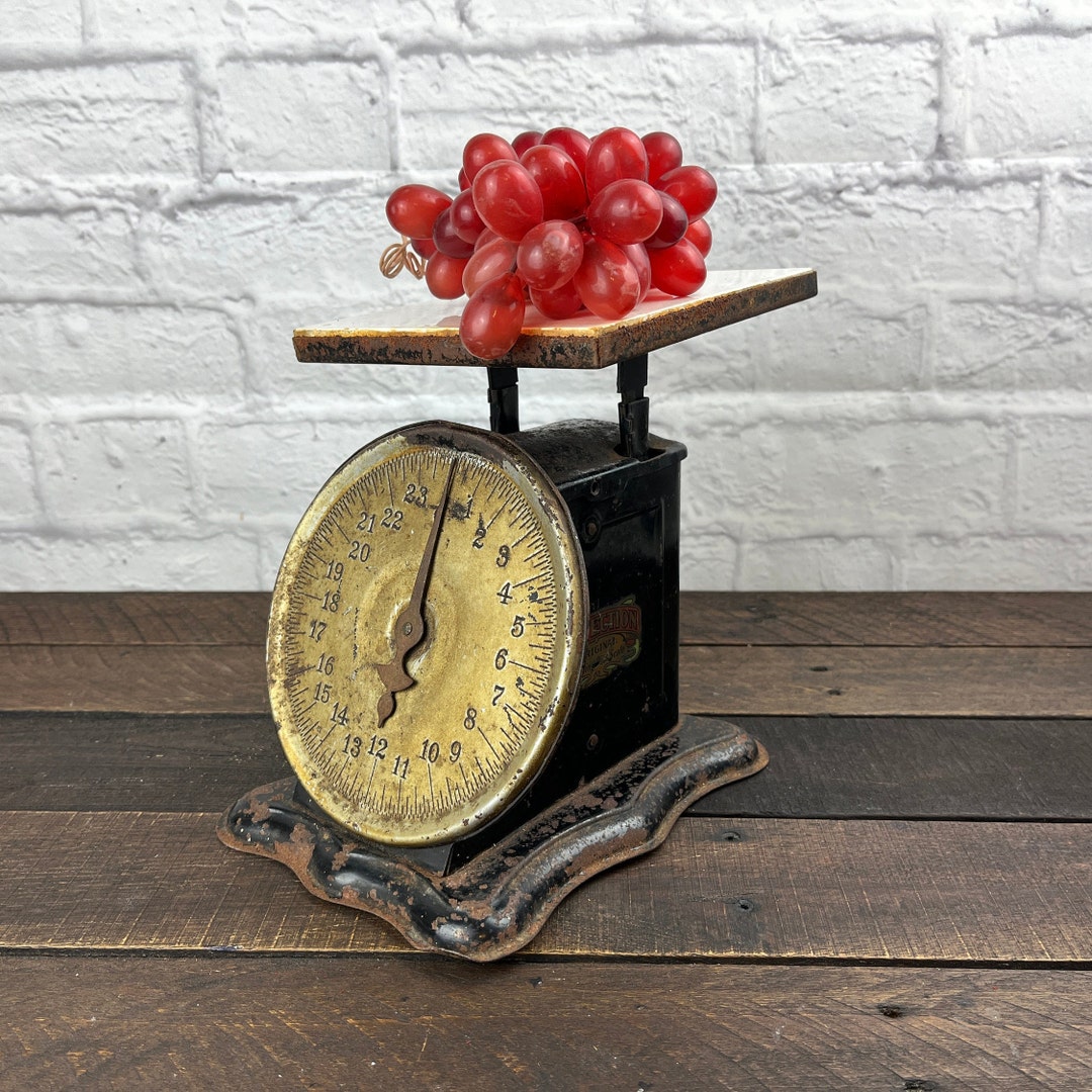 Vintage 24 Pound Weighing Food Scale Tabletop Metal & Ceramic Household