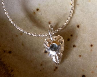Heart Necklace with Montana Sapphire in Sterling Silver