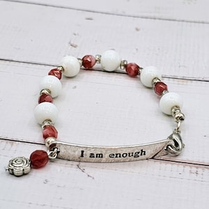 I Am Enough Quote Bracelet - Inspirational Jewelry - Affirmation Jewelry