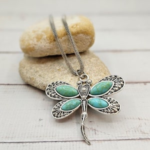 Dragonfly Necklace, Boho Vintage Dragonfly Jewelry, Animal Necklace, Insect Necklace, rhinestone dragonfly