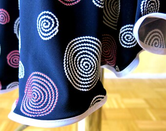 Buy 2 pieces for 50% sale! - L/XL Asymmetrical Magic Dark Blue Bordered Tail Tango Skirt With Spirals