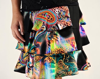 Buy 2 pieces for 50% sale! - Frilled Funny Salsa Colorful Boho Mystic Summer Mini Skirt