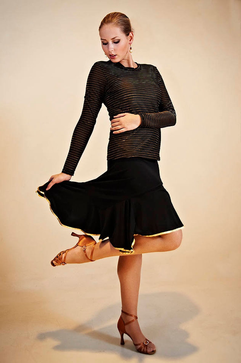 Black Golden Striped Long Sleeved Top Transparent Back Etsy