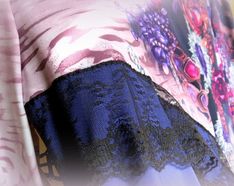 Buy 2 pieces for 50% sale! - Violet Pink Jewelry Long Sleeved Tango Top With Black Lace