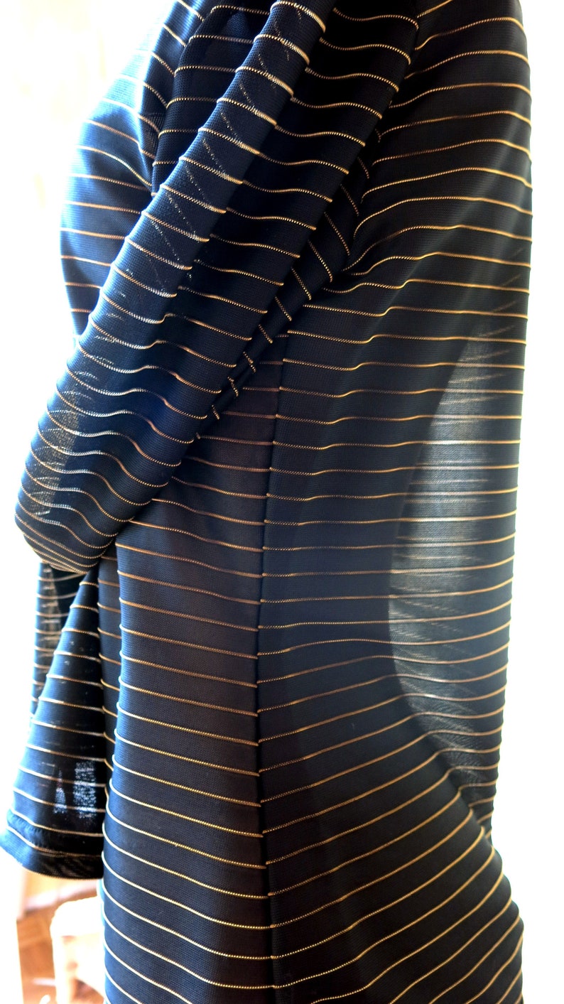 Black Golden Striped Long Sleeved Top Transparent Back Etsy