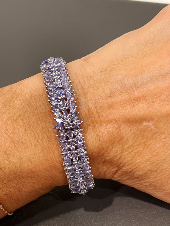 Buy Tanzanite 2 Row Bracelet in Platinum Over Sterling Silver (6.50 In)  12.70 ctw at ShopLC.