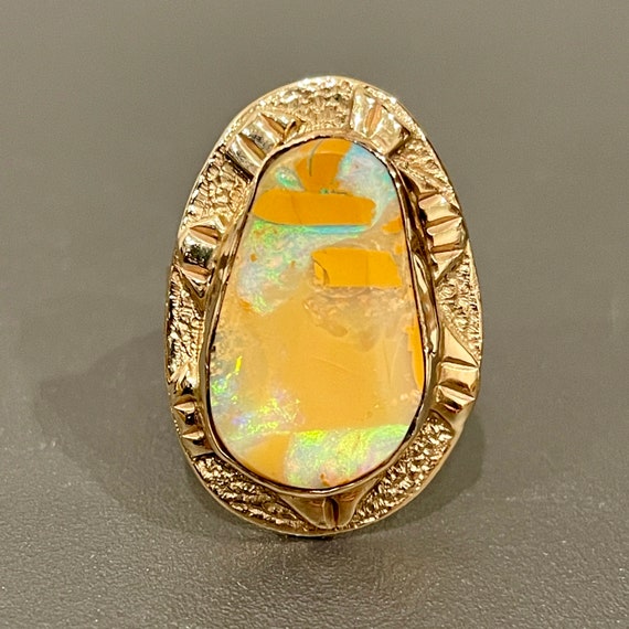 Vintage 7.0Ct. Unique Opal Ring In 14Kt Yellow Go… - image 1