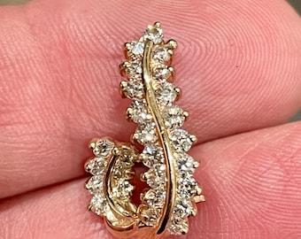 Vintage 14Kt.  J Pin With 1.0Ct Round Brilliant Cut Diamonds