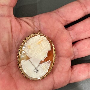 Pendentif/broche Rare Danse Muse Grâce En Camée Coquillage - Or Et Argent - Occasion