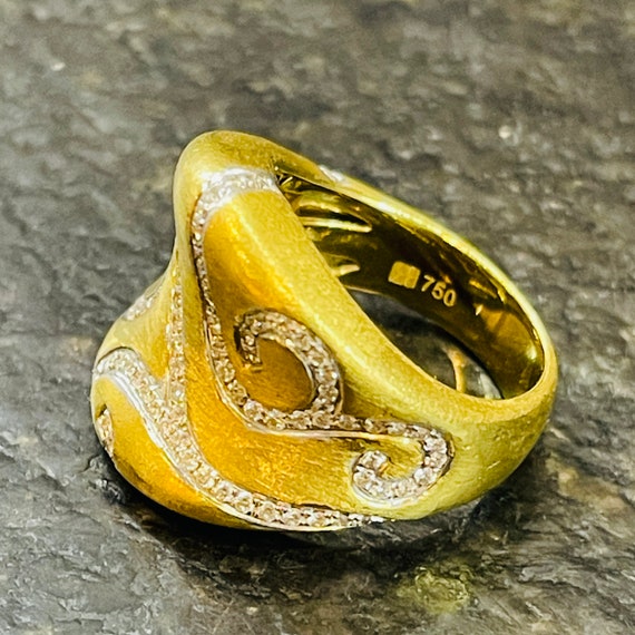 Designer 18Kt Wide Yellow Gold Diamond Band - image 3