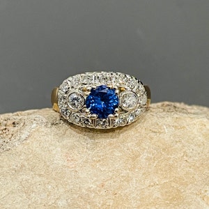 Vintage Tanzanite And Diamond Ring In 14KT White And Yellow Gold