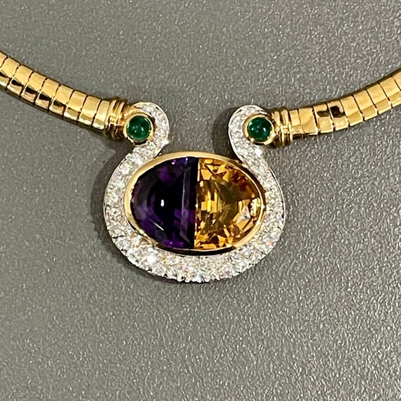 Vintage Estate Amethyst, Yellow Topaz, Diamonds an