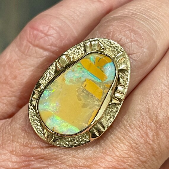 Vintage 7.0Ct. Unique Opal Ring In 14Kt Yellow Go… - image 5