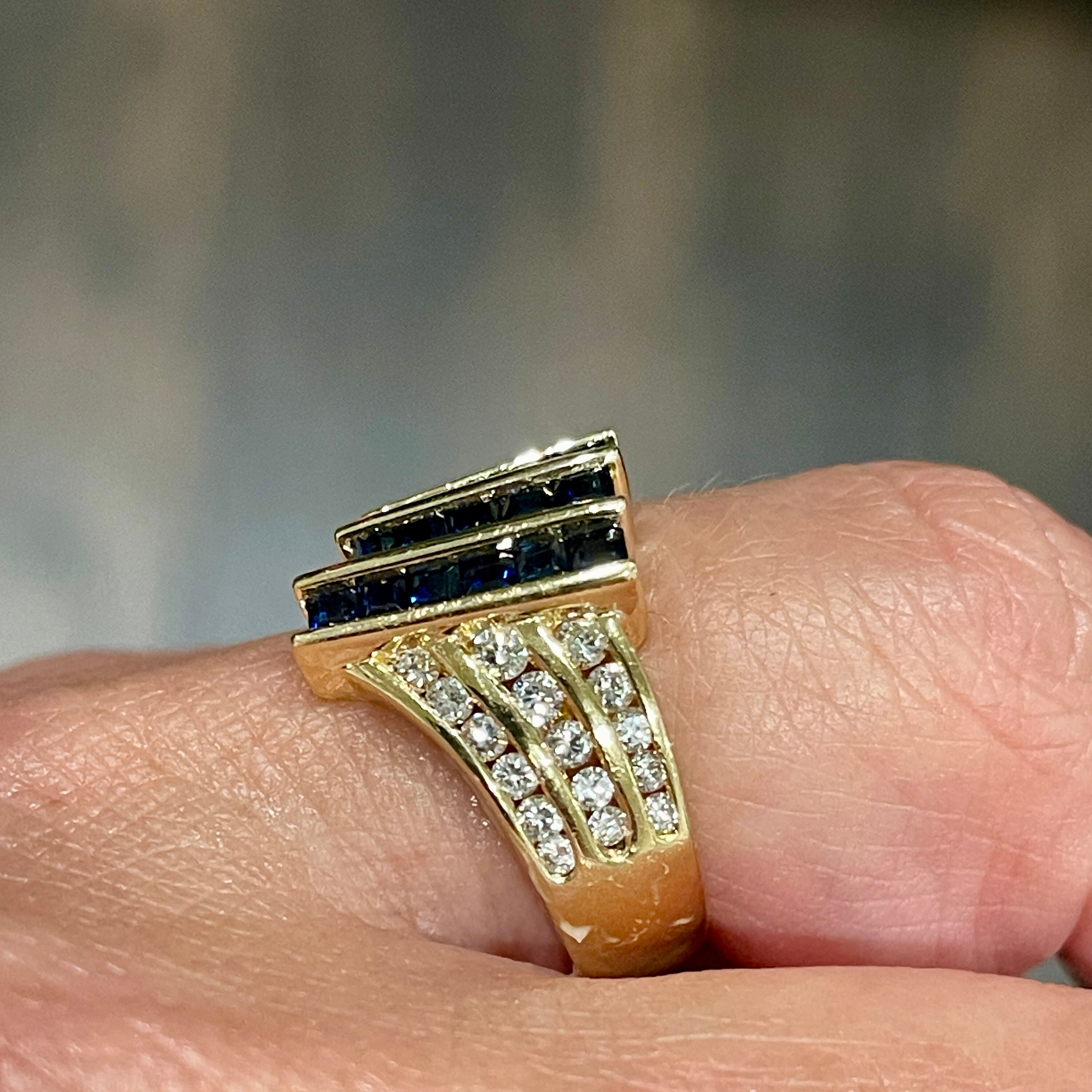 Vintage Circa 80s Sapphire and Diamond Ring in 14KT Yellow Gold - Etsy