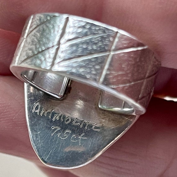 Vintage Estate Ammolite Ring In Sterling Silver A… - image 4