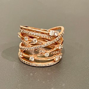 Diamond Crossover Band Designed By Effy In 14kt Rose Gold Pre Owned
