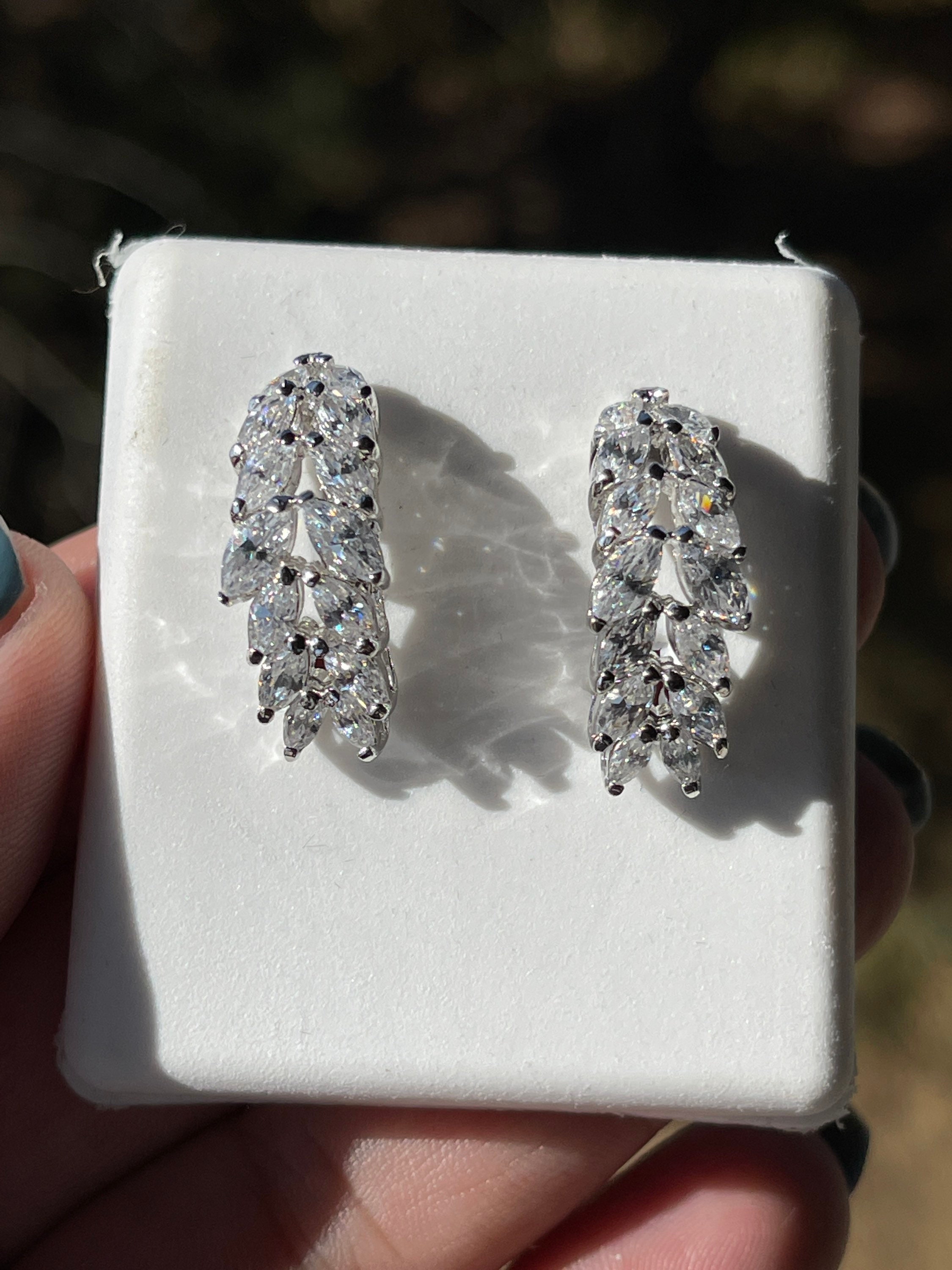Sterling Silver Cubic Zirconia Half Hoop Earrings - Etsy