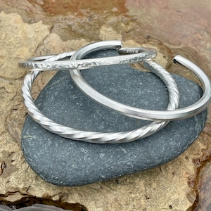 One Troy Ounce Pure Silver 999 Hammered, Matte Or Twisted Finish Cuff Bracelet.  Bullion Bracelet On Your Wrist