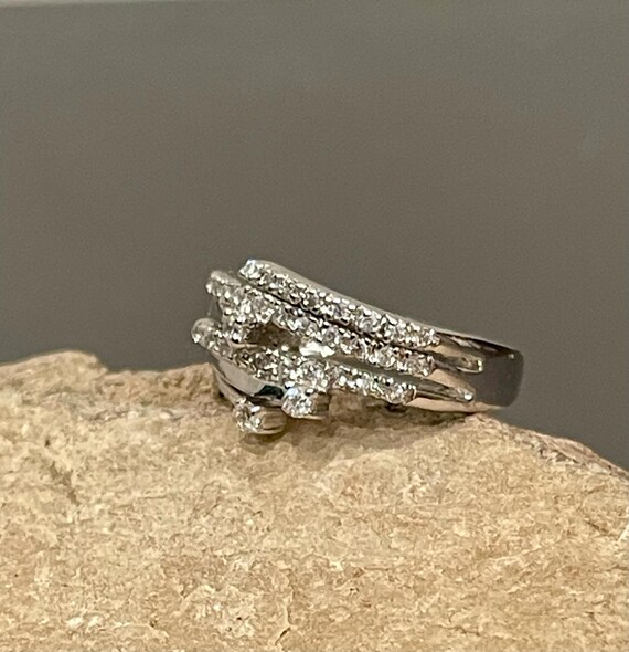 Sterling Silver Fancy Statement Ring With Cubic Z… - image 2