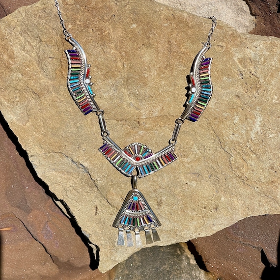 Native American Curving Needles Of Turquoise Cvintage Zuni Sterling Silver Bracelet Native American Curving Needles Of Turquoise Cvintage Zuni Sterling Silver Bracelet