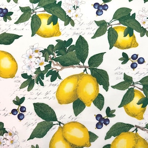 Fat Quarter | Lemons Blueberries Fruit Cotton Fabric
