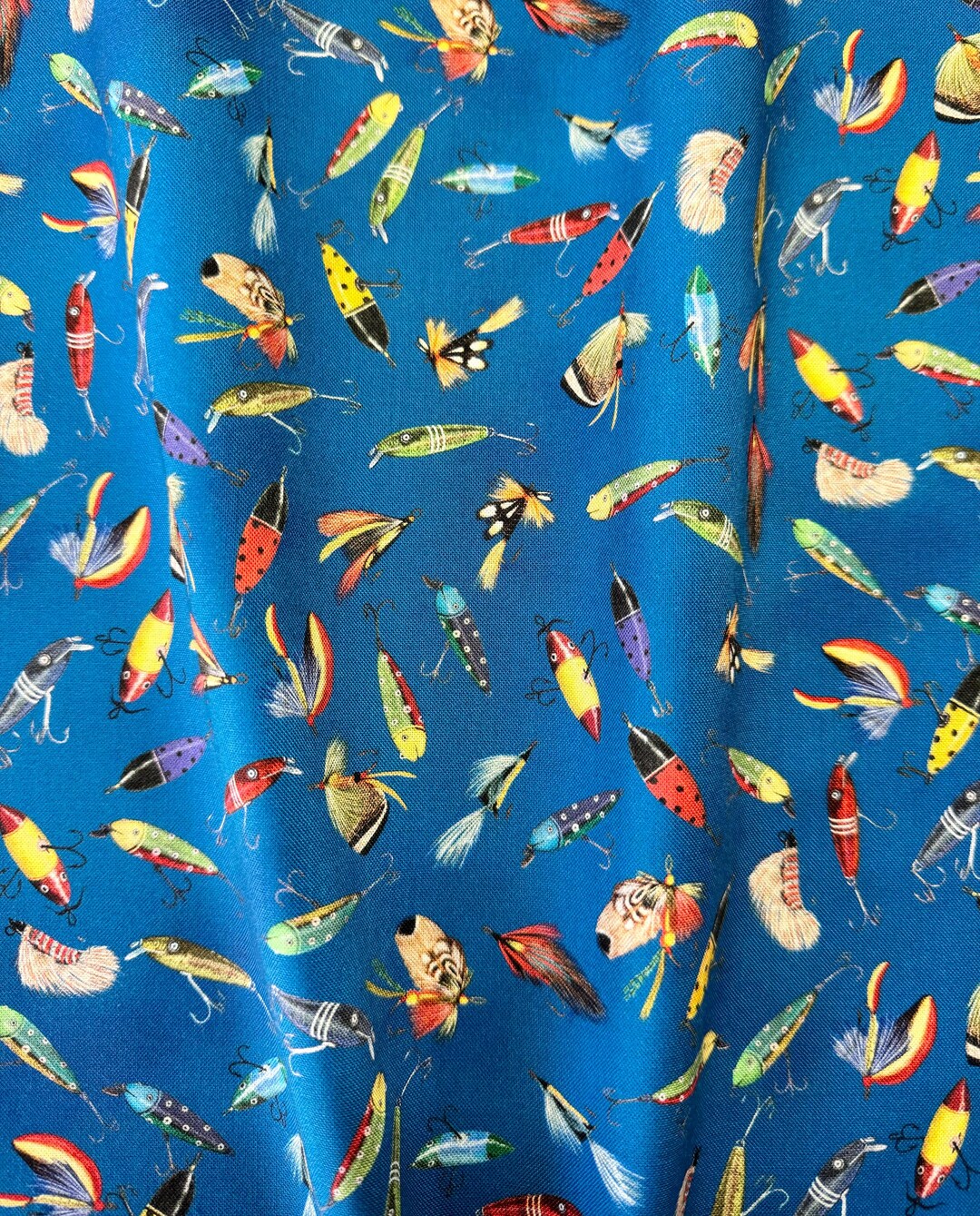 Fishing Lures Cotton Fabric Fat Quarter Fisherman Outdoors Etsy