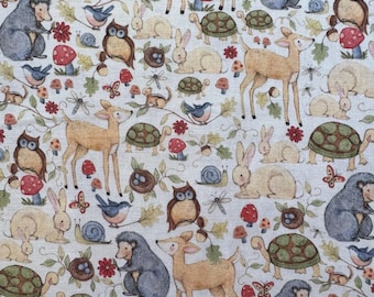 Fat Quarter | Woodland Forest Animals Print | Cotton Fabric