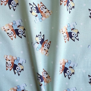 Blue and Brown Dog Fabric | 100% Cotton | Fat Quarter | Bluey