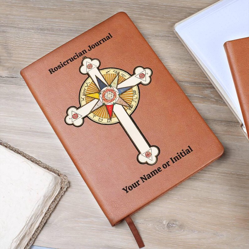 Rosicrucian Vegan Leather Journal: Personalized Rosy Cross Notebook Spiritual Journaling Rosicrucian Study image 3