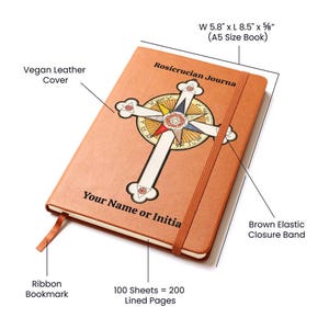 Rosicrucian Vegan Leather Journal: Personalized Rosy Cross Notebook Spiritual Journaling Rosicrucian Study image 10