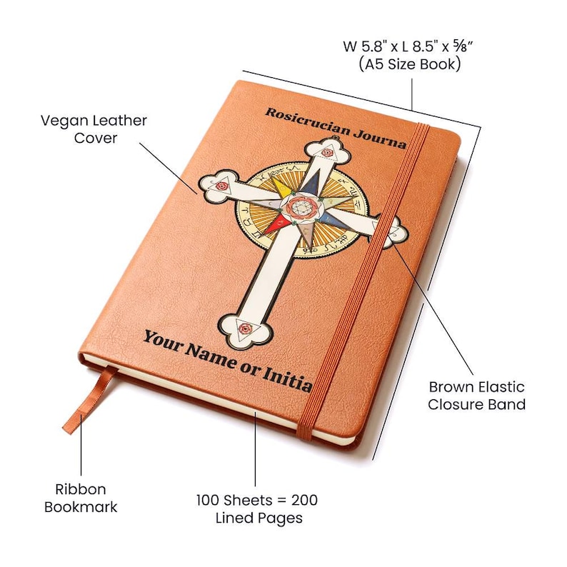 Rosicrucian Vegan Leather Journal: Personalized Rosy Cross Notebook Spiritual Journaling Rosicrucian Study image 10