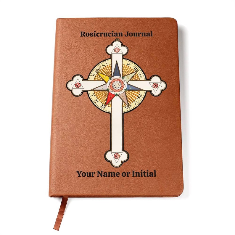 Rosicrucian Vegan Leather Journal: Personalized Rosy Cross Notebook Spiritual Journaling Rosicrucian Study image 1