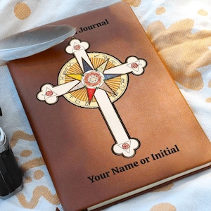 Rosicrucian Vegan Leather Journal: Personalized Rosy Cross Notebook Spiritual Journaling Rosicrucian Study image 2