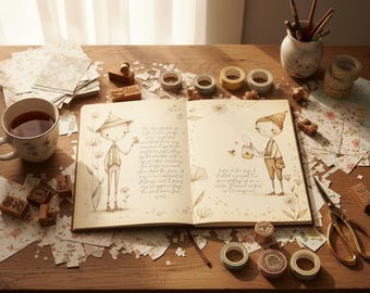 Handsewn Booklet Art Journal Supply Junk Journaling Insert Craft Material Literary Theme Light Academia bookstagram prop